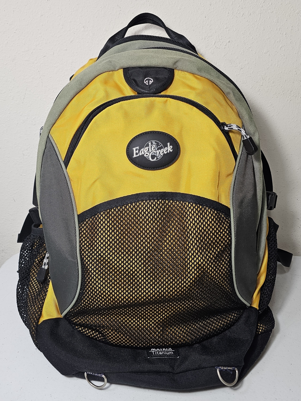 Eagle Creek Backpack Travel Hiking Black Yellow VTG Y2K